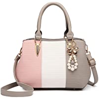 Miss Lulu Bolso de Mano de Mujer Shopper de Hombro Bandolera Fiesta Multicolor Elegante Cuero Sintético (Gris)